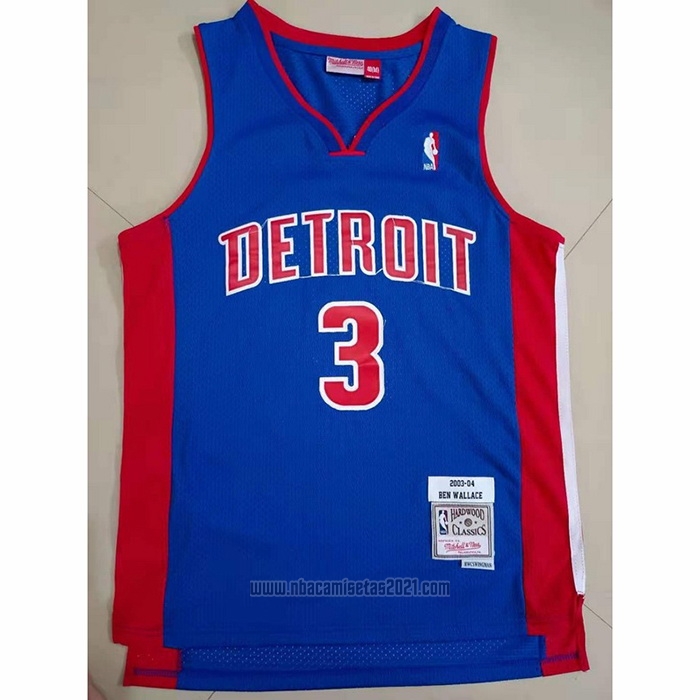 Camiseta Detroit Pistons Ben Wallace #3 Mitchell & Ness 2003-04 Azul